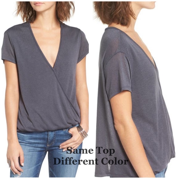 FREE PEOPLE NWT ‘Hoffman Surplice Tee” Coral Size XS - Picture 3 of 10